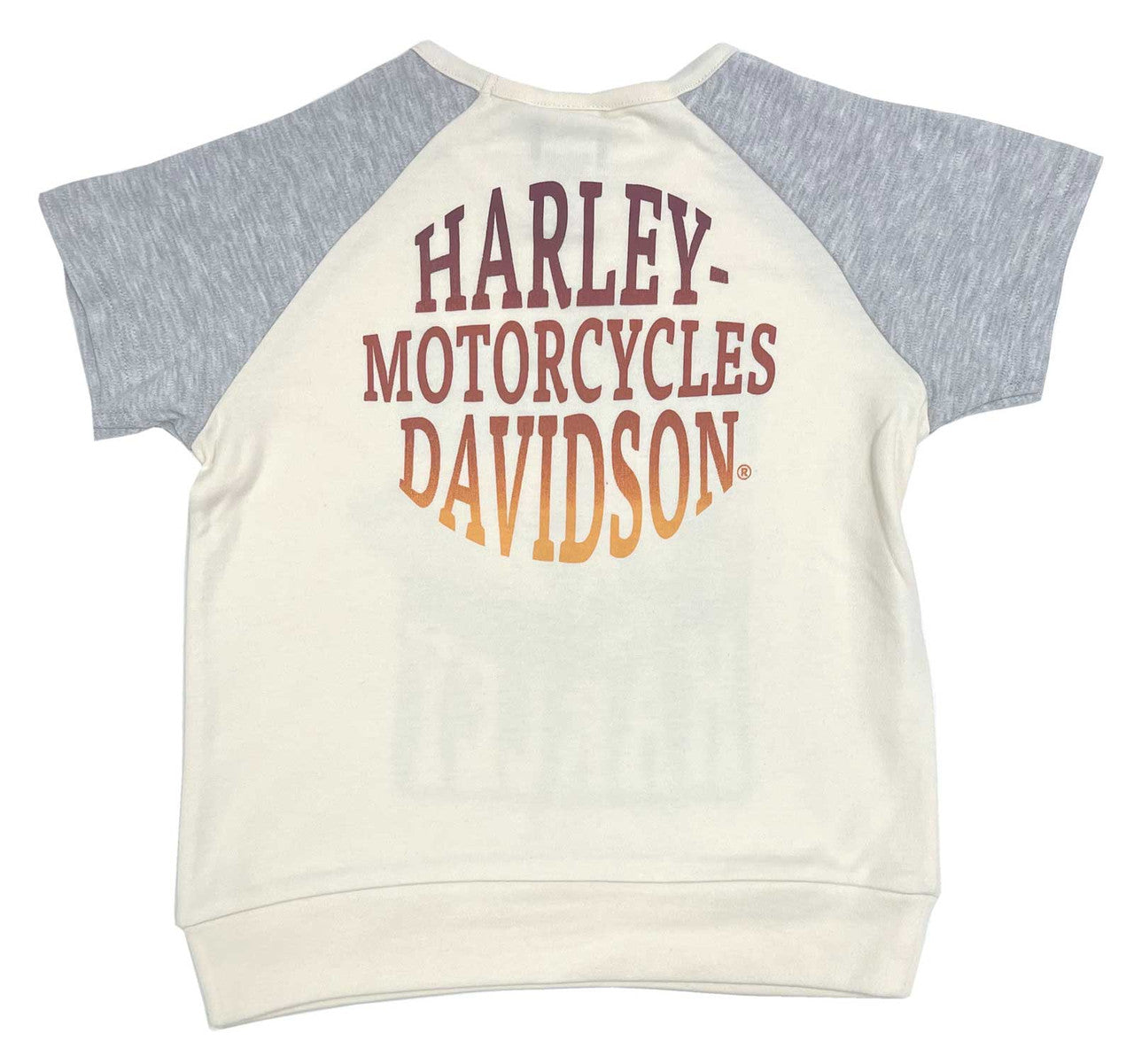Harley-Davidson® Girls' Relaxed Fit Short Sleeve Knit Tee - Cream & Gray