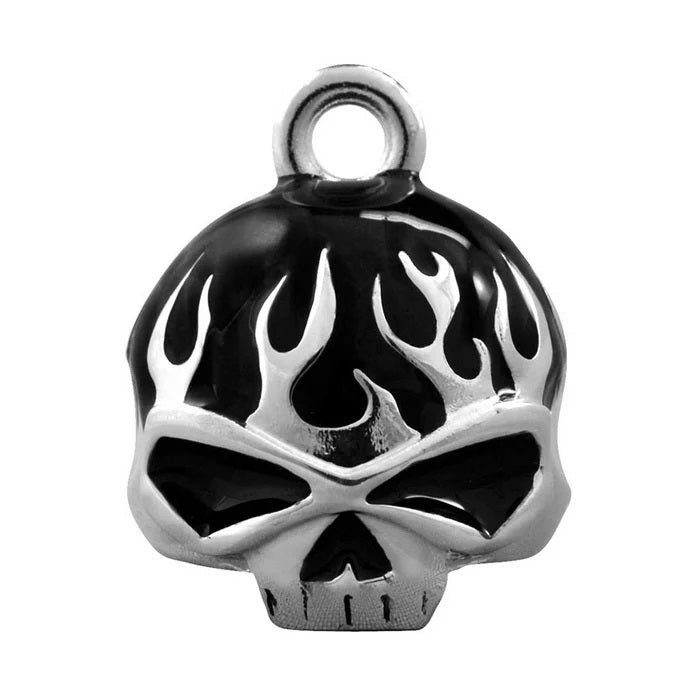 Black Flame Skull Silver Ride Bell