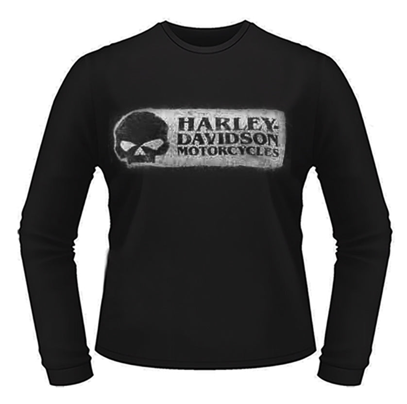 Harley-Davidson® Men's Grunge Skull Long Sleeve Tee - Black