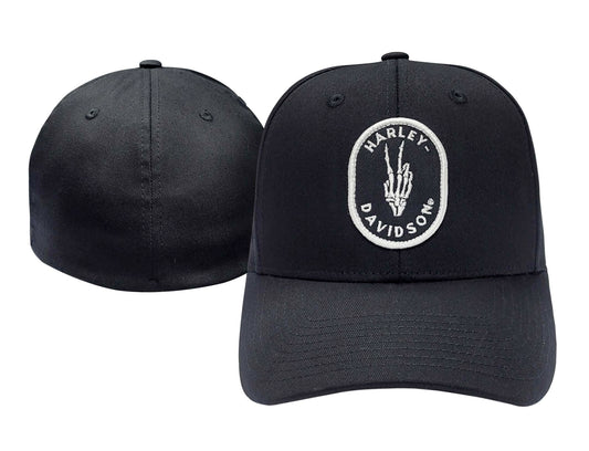 Harley-Davidson® Men's Peace Sign Stretch Fit Curved Bill Baseball Cap - Black
