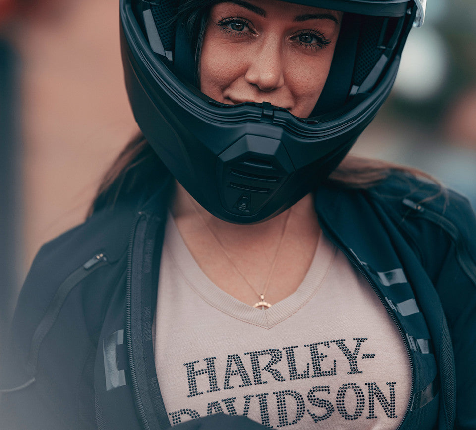 Harley-Davidson® Women's Willie G Skull Bling V-Neck Nostalgia Rose