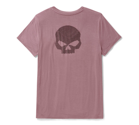 Harley-Davidson® Women's Willie G Skull Bling V-Neck Nostalgia Rose