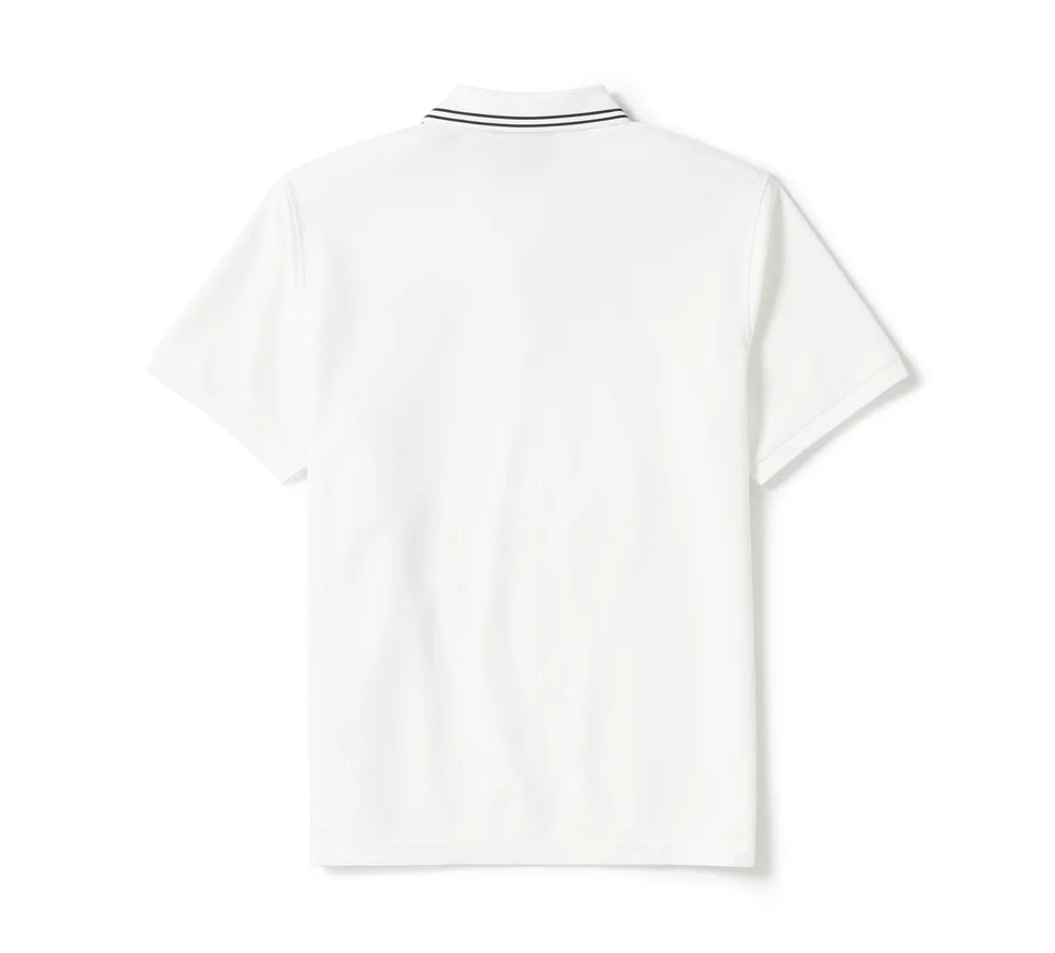 Men's Harley-Davidson® White Bar & Shield Solid Pique Polo