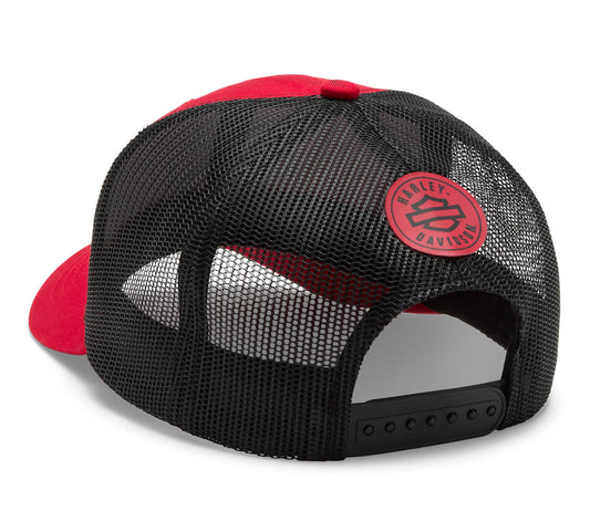 Harley-Davidson® Men's Logo Colorblock Red Adjustable Trucker Cap