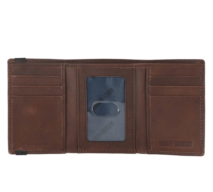 Harley-Davidson® Crazy Horse Eagle Trifold Wallet - Brown