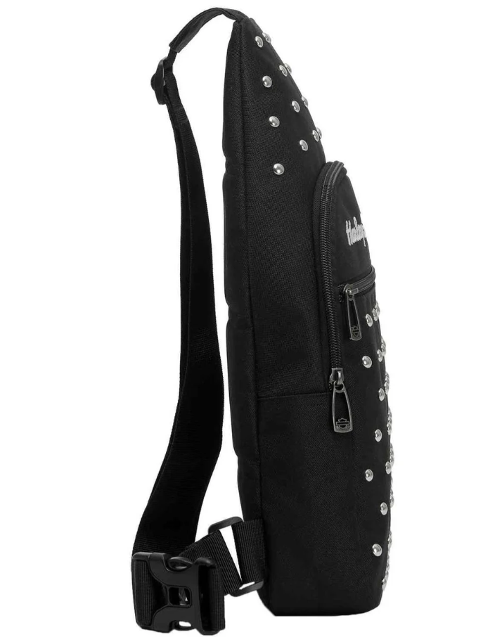 Harley-Davidson® Women's Studded Moonshadow Chest Rugged Sling Bag, Black