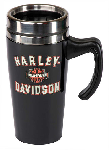 Harley-Davidson® Bar & Shield Double-Wall Stainless Steel Travel Mug w/handle