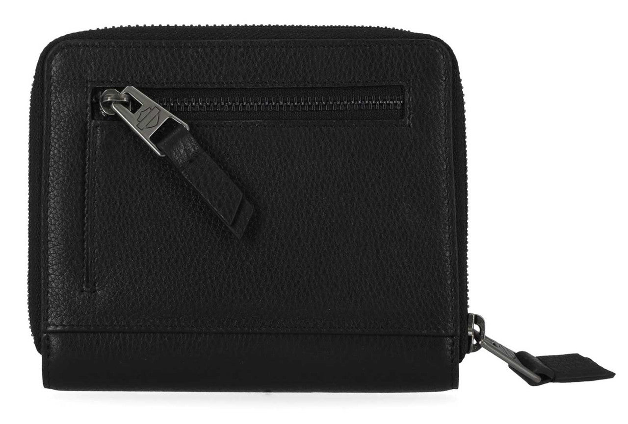 Harley-Davidson® Women's Classic Small Zip Around Leather Wallet - Black