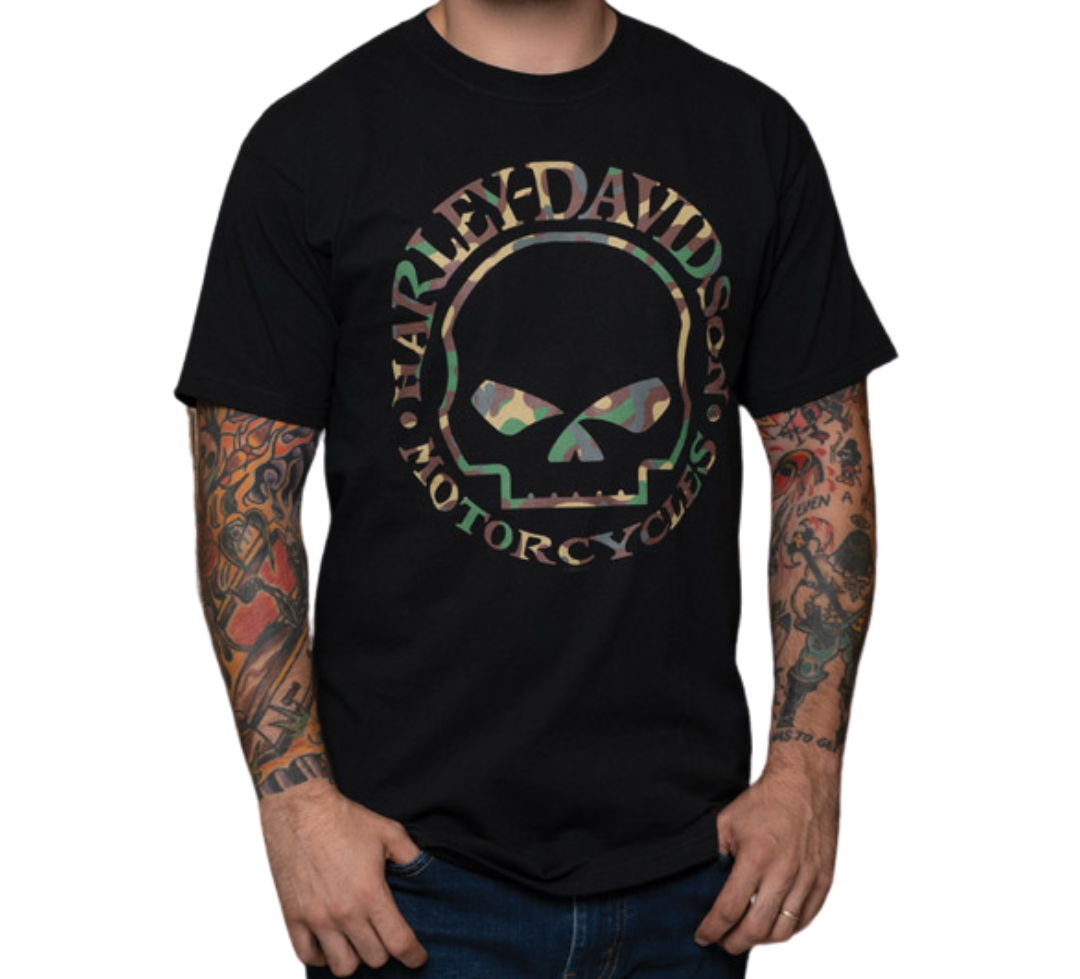 Harley-Davidson® Men's Camo Willie G™ Short Sleeve Shirt - Black