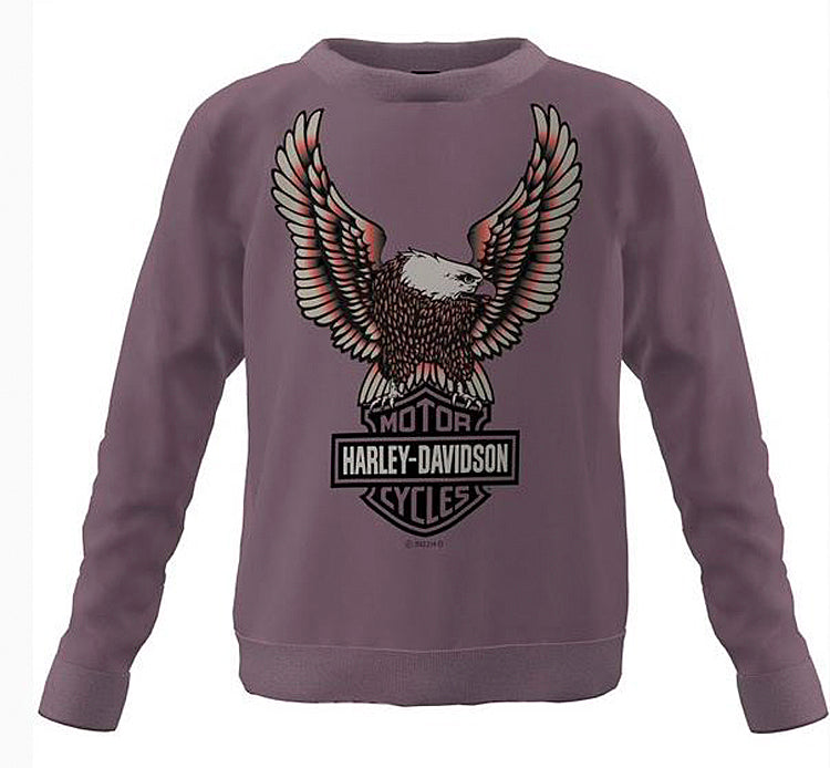 Harley-Davidson® Up wing Eagle Girls' Crew-Neck Fleece Pullover- Dusty Plum