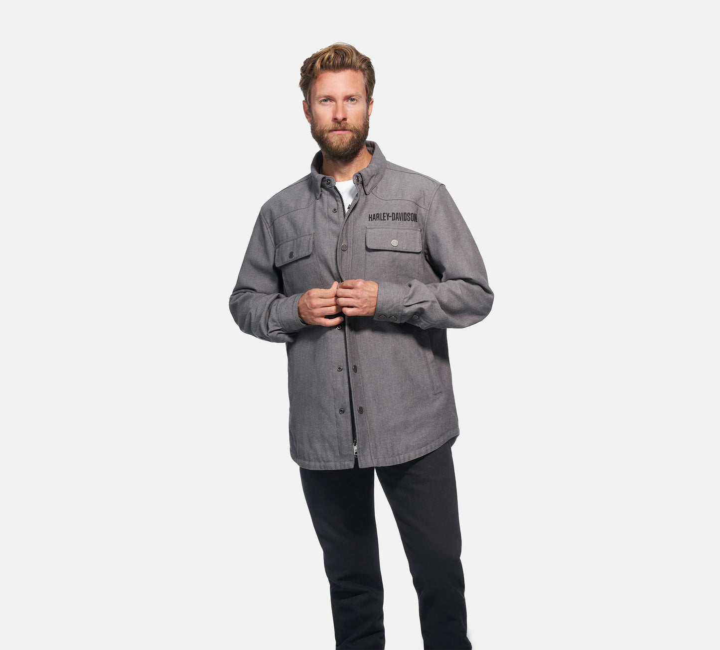 Harley-Davidson® Men's Operative Riding Shirt Jacket - Heather Grey