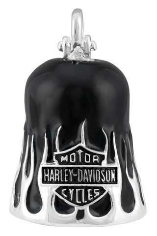Harley-Davidson® Textured Flames Bar & Shield Ride Bell - Silver & Black Finish