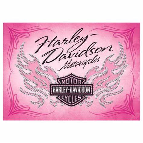Harley-Davidson® Pink Bar & Shield with Flames - Birthday Card