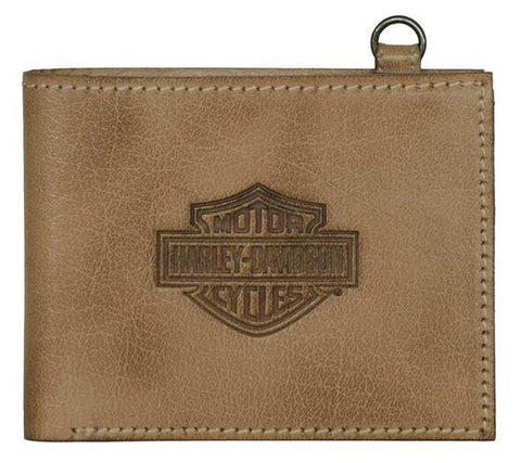 Harley-Davidson® Men's Traditional B&S Bi-Fold Genuine Leather Wallet - Natural