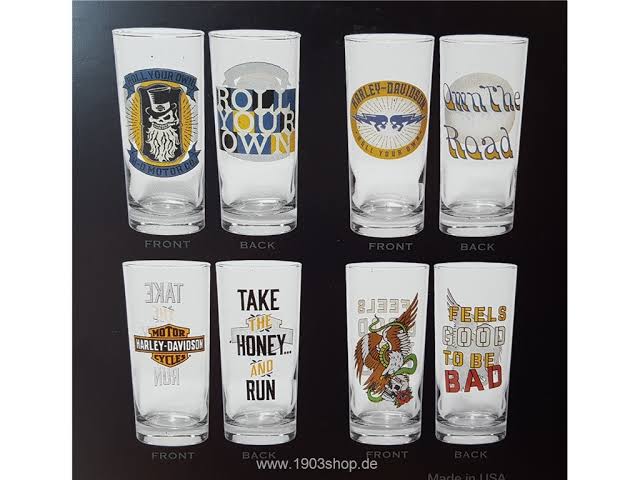 Harley-Davidson® Double Sided Graphics Glasses - Set of 4