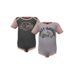 Harley-Davidson Baby Girls Grey/ Pink Body Suit