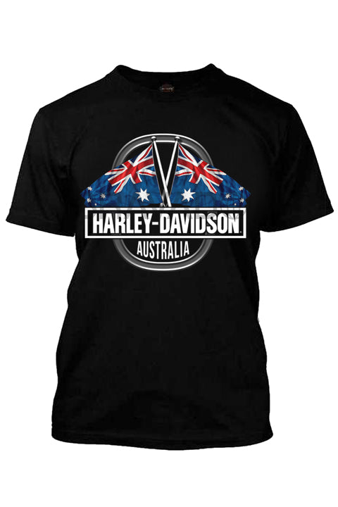 Harley-Davidson® Men's Australia Flag Short Sleeve Tee - Black