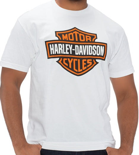 Harley-Davidson® Men's Original Orange Bar & Shield Short Sleeve Tee - White