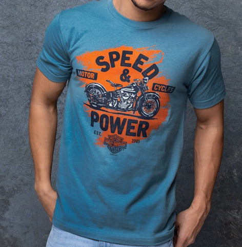 Harley-Davidson® Men's Ride On Short Sleeve Tee - Slate Blue