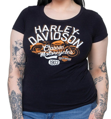 Harley-Davidson® Women's Overlay Short Sleeve Tee - Black