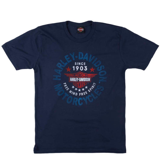 Harley-Davidson® Men's Emotion Short Sleeve Tee- Navy Blue