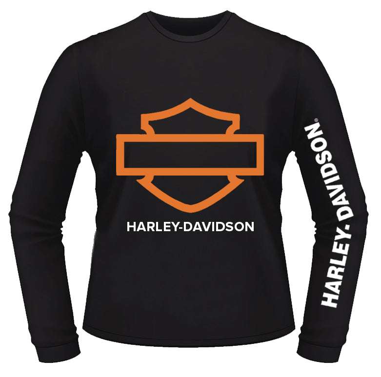 Harley-Davidson® Men's Outline Bar & Shield Long Sleeve Tee - Black