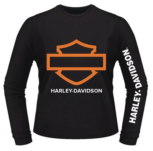 Harley-Davidson® Men's Outline Bar & Shield Long Sleeve Tee - Black