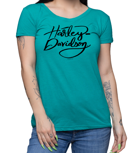 Harley-Davidson® Women's Scribble Pop Short Sleeve Tee - Jade