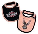 Harley-Davidson® Baby Girls' 2 Pack Knit Bibs - Dusty Pink & Black