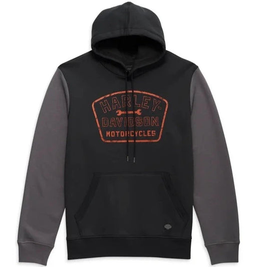 Harley-Davidson® Men's Wrench Crew Hoodie - Colour blocked - Black Beauty