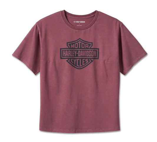 Harley-Davidson® Women's Bar & Shield Oversized Boxy Tee - Crushed Berry
