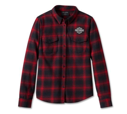 Harley-Davidson® Women's Old American Retro Long Sleeve Flannel Shirt - Chili Pepper