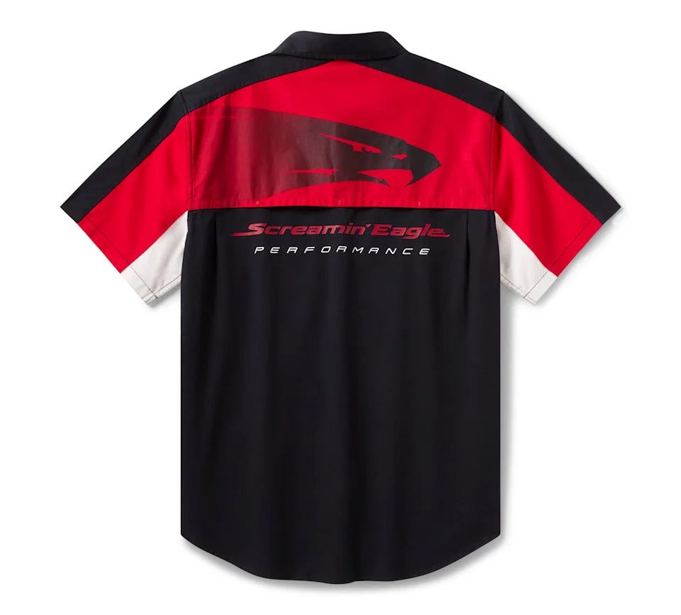 Harley-Davidson® Men's Screaming Eagle Vented Short Sleeve Mechanic's Shirt Red/Black