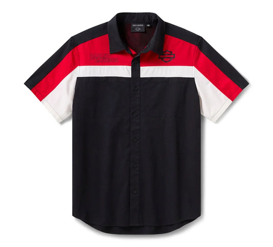 Harley-Davidson® Men's Screaming Eagle Vented Short Sleeve Mechanic's Shirt Red/Black