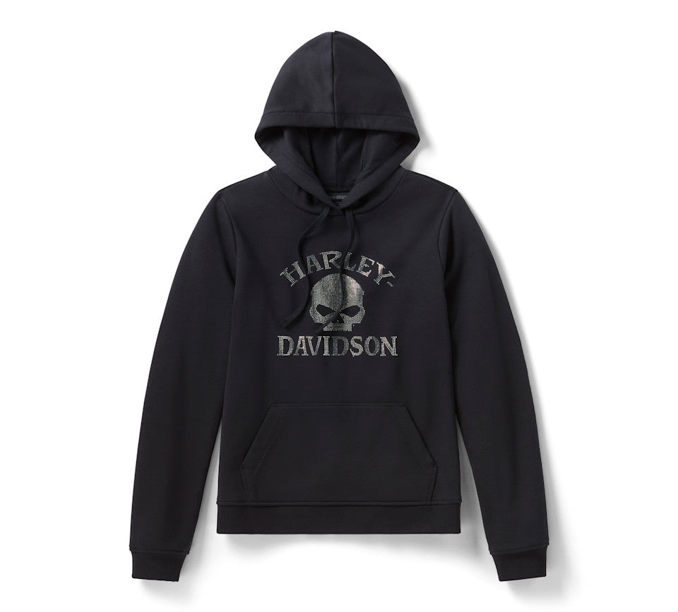 Harley-Davidson®  Women's Willie G Skull Bling PO Harley Black Hoodie