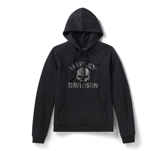 Harley-Davidson®  Women's Willie G Skull Bling PO Harley Black Hoodie