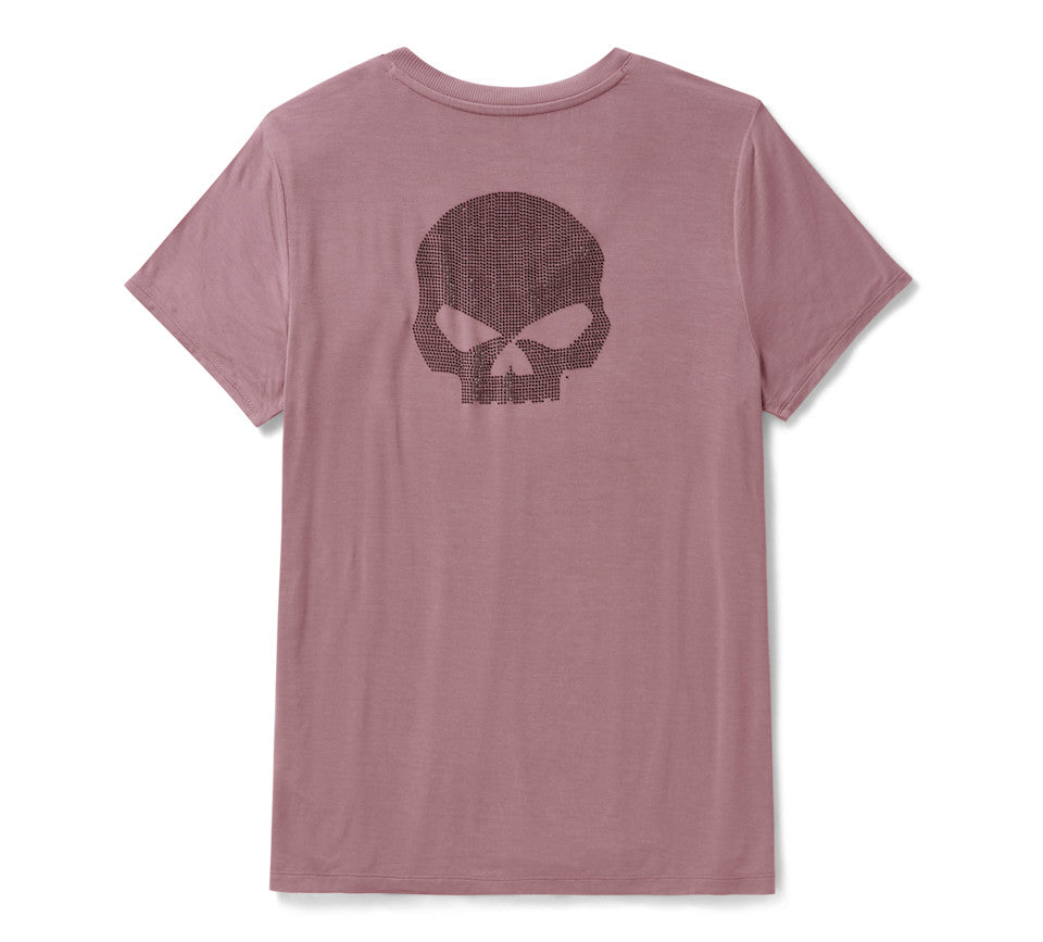 Harley-Davidson®  Women's Willie G Skull Bling V-Neck Nostalgia Rose