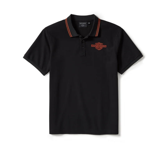 Men's Harley-Davidson® Black Bar & Shield Solid Pique Polo