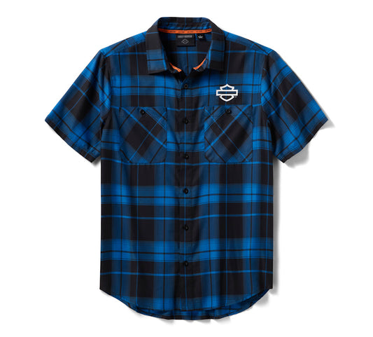 Men's H-D® TECH Coolmax® Plaid Shirt Nebulas Blue & Harley Black