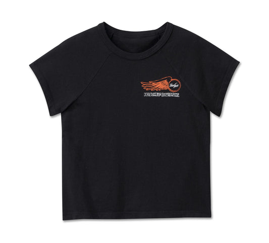 Harley-Davidson® Women's Willie G™ Winged Wheel Baby Doll Tee - True Black