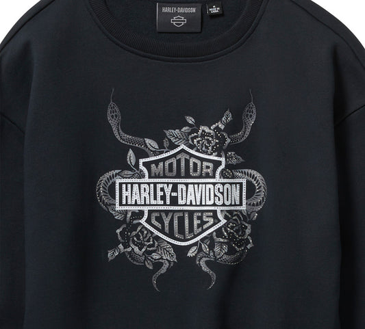 Harley-Davidson® Women's Serpent Rose Bling Fleece Harley Black