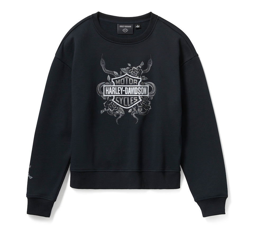 Harley-Davidson® Women's Serpent Rose Bling Fleece Harley Black