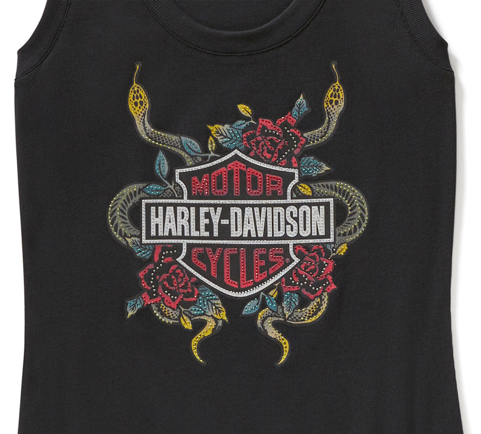 Harley-Davidson® Women's Serpent Rose Bling Ribbed Tank