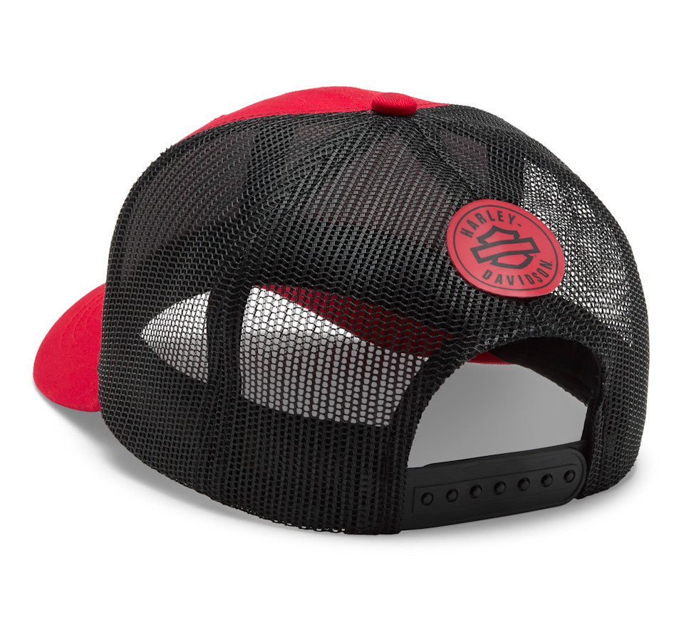 Harley-Davidson® Men's Logo Colorblock Red Adjustable Trucker Cap