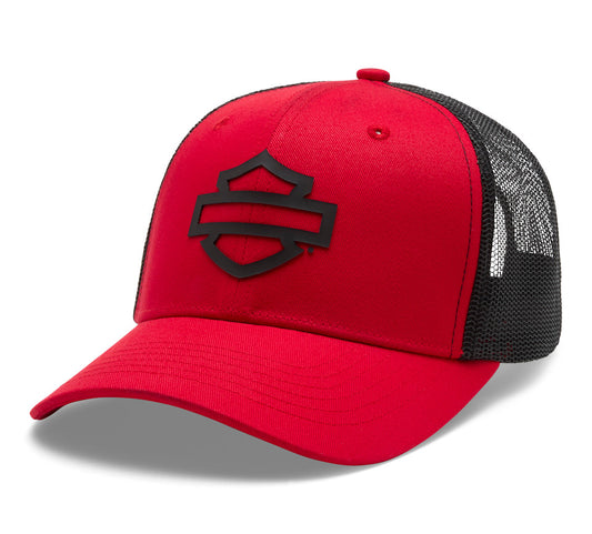 Harley-Davidson® Men's Logo Colorblock Red Adjustable Trucker Cap