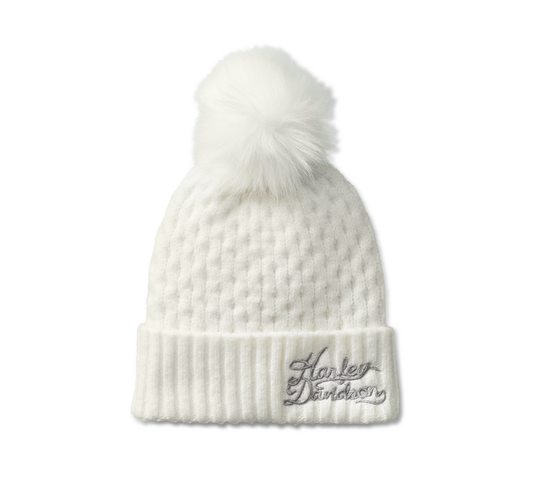 Harley-Davidson® Celebrate Pom Pom Beanie - Cloud Dancer