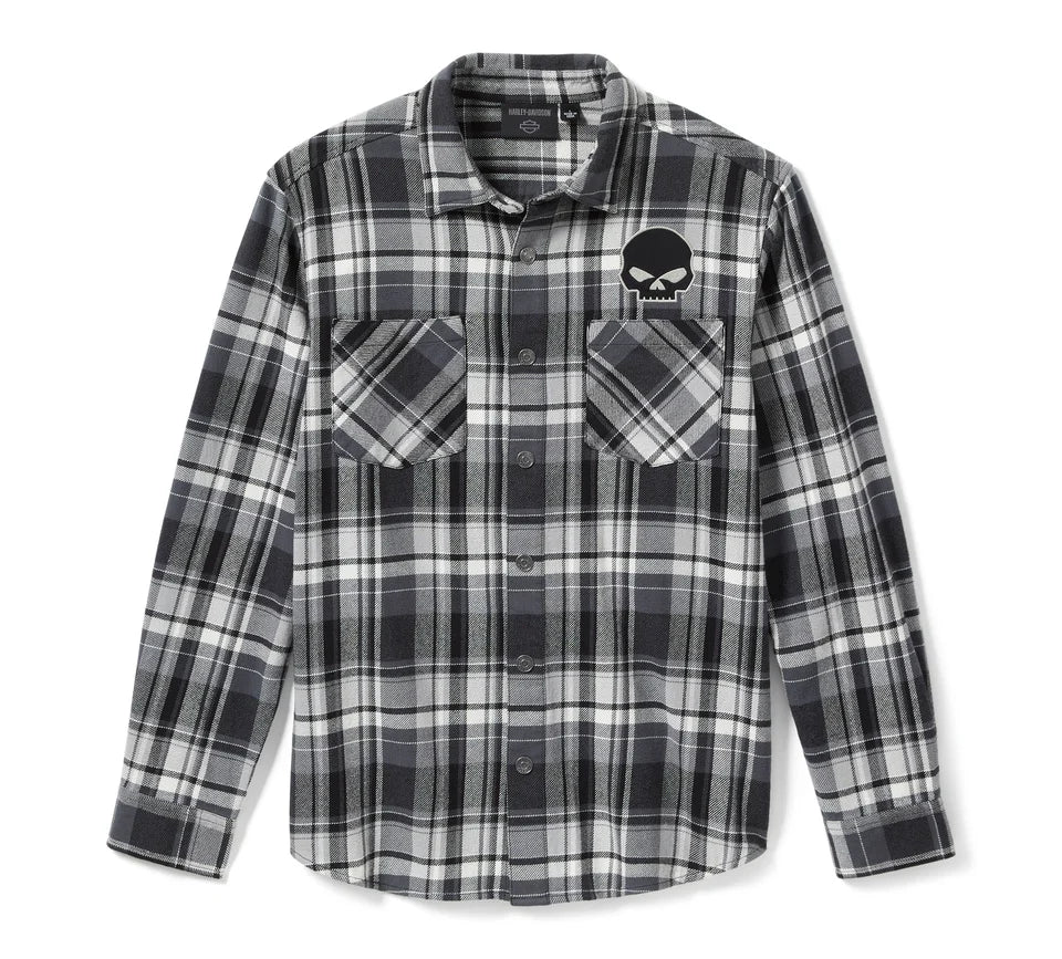 Willie G™  Skull Plaid Long Sleeve Tee