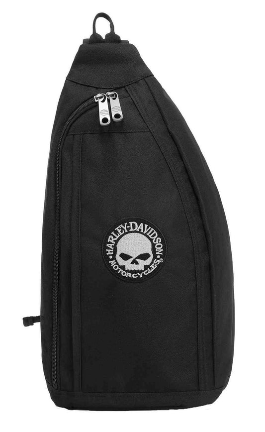 Harley-Davidson® Men's Willie G Skull Logo Chest Rugged Sling Bag, Black