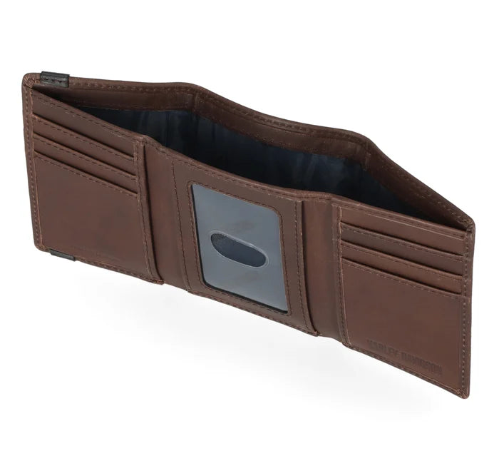 Harley-Davidson® Crazy Horse Eagle Trifold Wallet - Brown