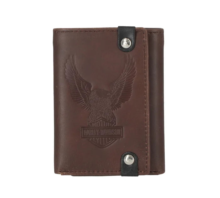 Harley-Davidson® Crazy Horse Eagle Trifold Wallet - Brown